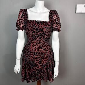 Misha dress size 2 burnout velvet whimsigoth mini puff sleeve dark romantic vamp